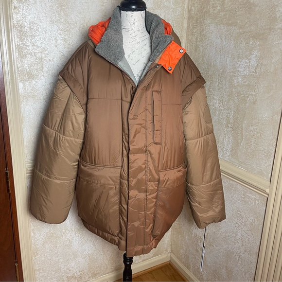 New UGG Kristian Convertible Puffer Coat pecan/moss green Water resistant L/XL - Picture 4 of 16